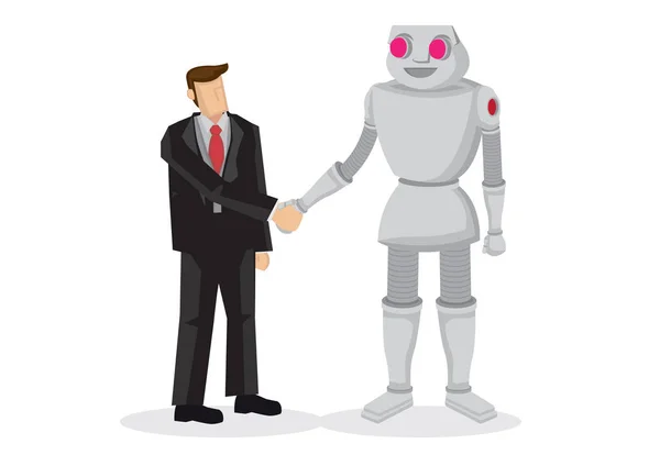 Menselijke Robot Hand Schudden Onderhandelingsconcept Samenwerking Samenwerking Teamwork Communicatie Partnerschap — Stockvector