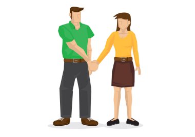 İnsanlar el sallayarak. Müzakere, dostluk, aşk ilişki kavramı; Dating; işbirliği, işbirliği, takım çalışması, iletişim veya ortaklık. İzole vektör çizim 