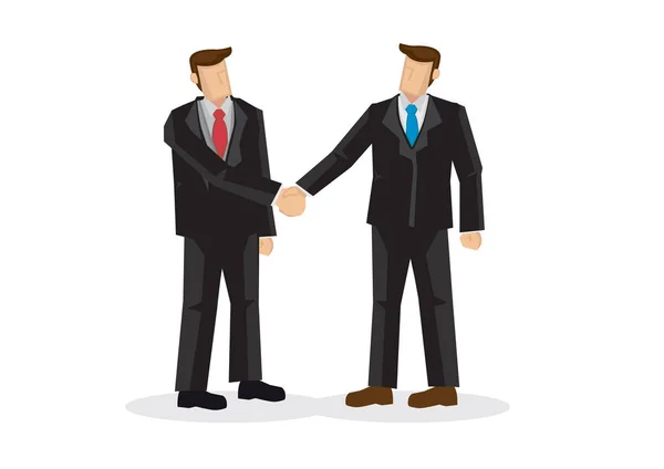 ビジネスマンは握手をする ビジネス コラボレーション チームワーク コミュニケーションまたはパートナーシップの交渉の概念 分離ベクトル図 — ストックベクタ