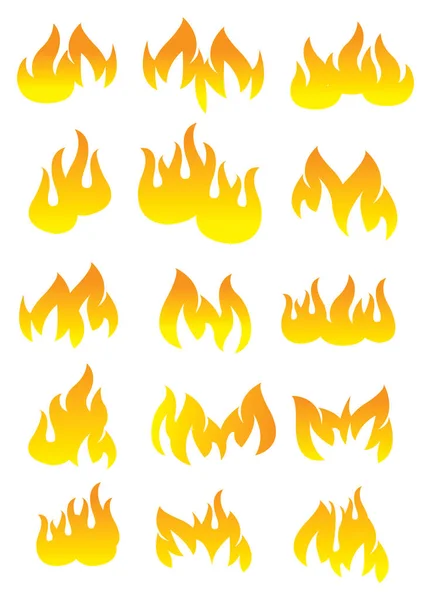 Oheň a plamen vektorový sada ikon — Stockový vektor