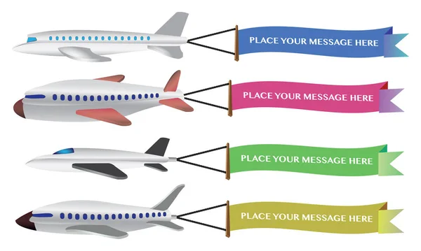 Vektorillustration av en fyra flygplan med banners. — Stock vektor