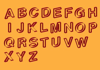 Eğimli Anahat vektör yazı tipi tasarımı