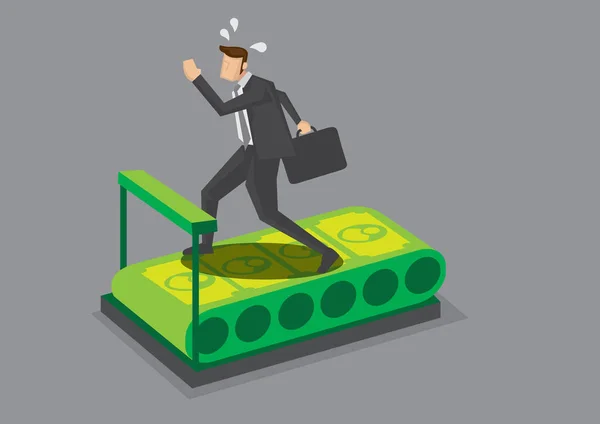 Empresario corriendo en dinero cinta de correr Vector Ilustración — Vector de stock