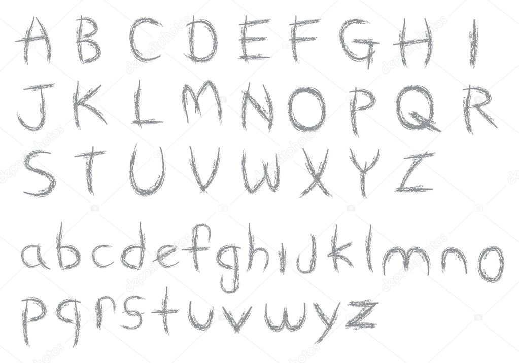 Sketchy Crayon Textured Alphabets Vector Font Design