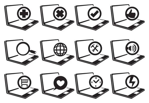 Laptop Computer Vektor Icon Set — Stockvektor