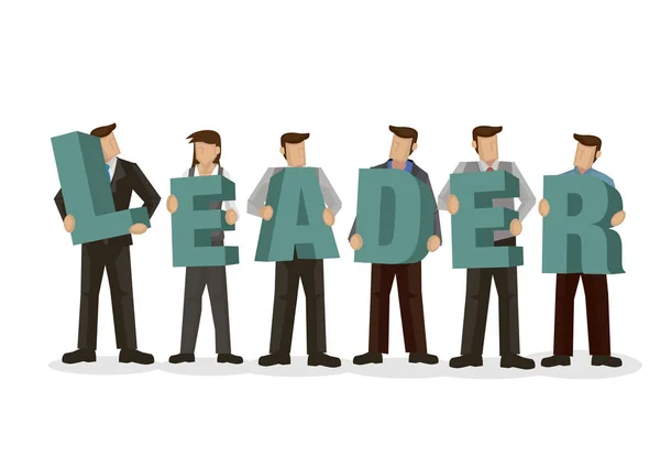 Un groupe d'hommes d'affaires tenant un alphabet géant pour former le mot — Image vectorielle