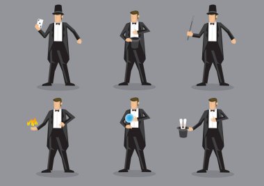 Sihirbaz Vektör Karakter Seti