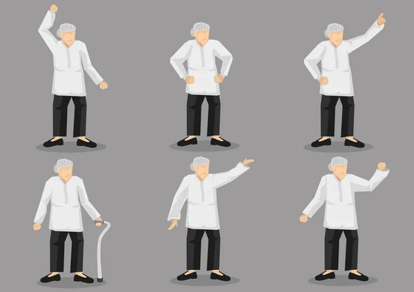 Design del personaggio della vecchia signora con illustrazione vettoriale dei gesti — Vettoriale Stock