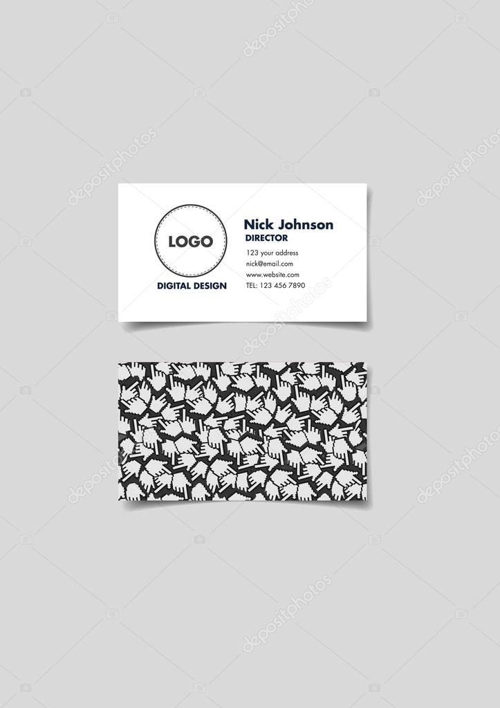 Black and White Minimalist Digital Technology Business Name Card