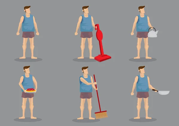 Man Doing Housework Vektör Karakter İllüstrasyon — Stok Vektör