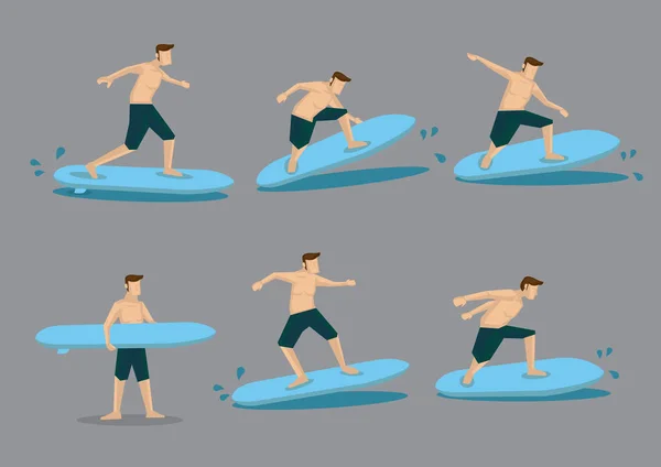 Surfer Surfboard Vector Character Illustration — Stock Vector