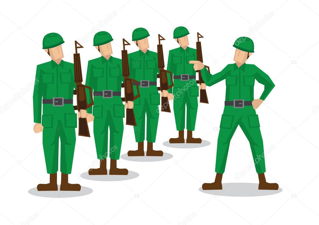 Military soldiers in green uniform getting scolded by their team