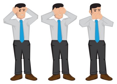 No Evil Hear No Evil Speak No Evil Vector İllüstrasyon