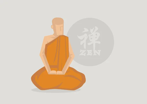 Monje budista Zen Meditación Vector Ilustración — Archivo Imágenes Vectoriales