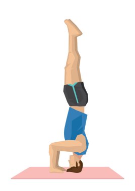 Bir tripod poz ile yoga yapan güçlü bir adam İllüstrasyon.