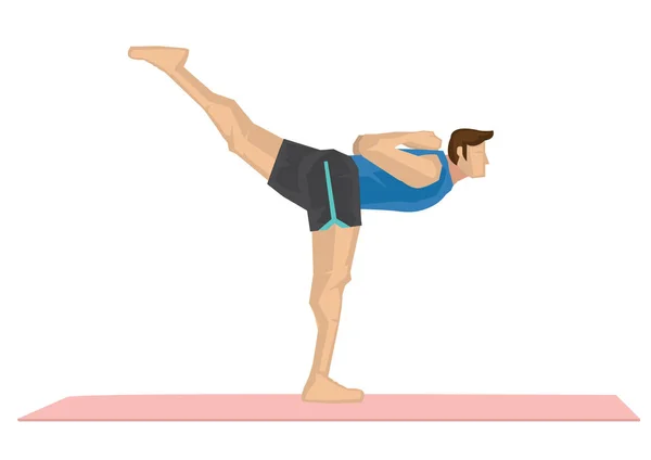 Illustration av en stark man som tränar yoga med en ej — Stock vektor