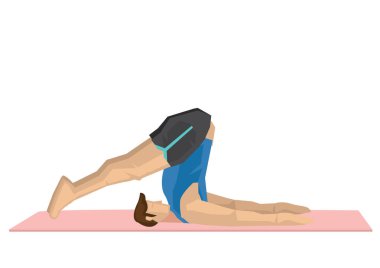 Bir saban poz ile yoga yapan güçlü bir adam İllüstrasyon.