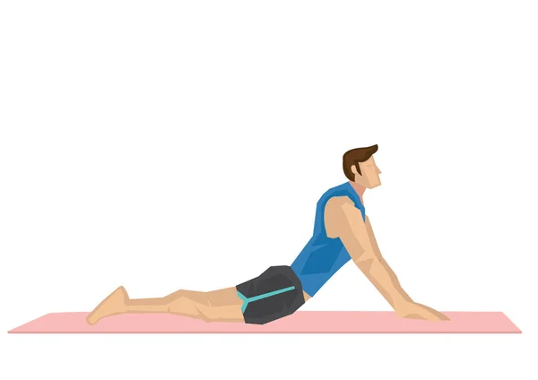 Illustration av en stark man som tränar yoga med en Cobra pose. — Stock vektor