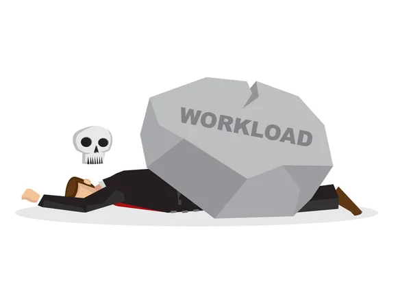 Dead Business medewerker onder een gigantische Rock titel workload. CORPOR — Stockvector