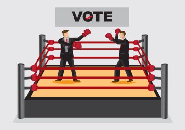Fighting it Out for Voting Candidates Cartoon Vector Illustratio clipart