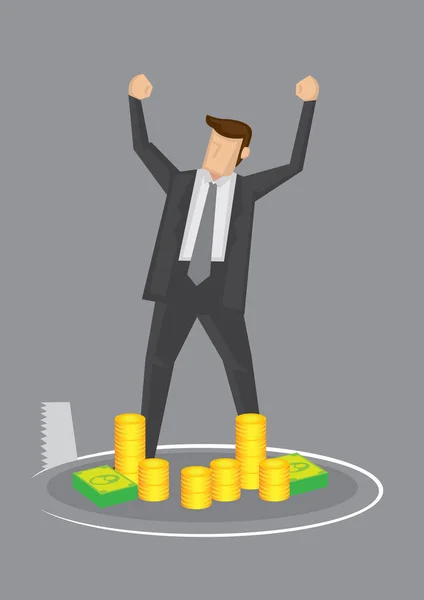 Businessman and Money Trap Conceptual Vector Illustration — Stock Vector