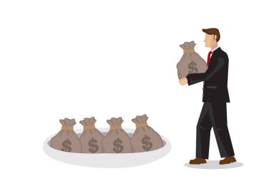 İş adamı parasını bir delikte saklıyor. Yatırım kavramı, s