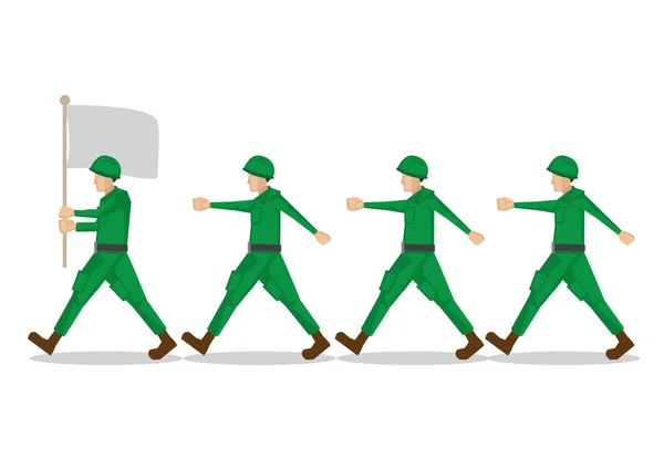 Vojenští vojáci v zelené uniformě s jejich týmovou armádou — Stockový vektor