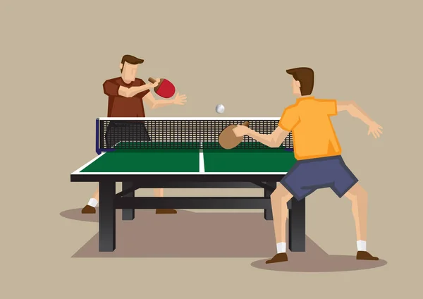 Table Tennis Game In Action Vector Cartoon Illustration Series — Stock Vector