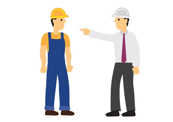 Angry foreman scolding a construction worker. — Stock Vector