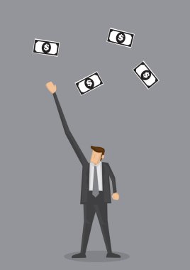 İşadamı Uçan Dolar Notlar için Reaching