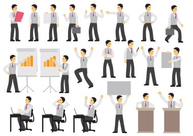 Farklı ifade ve pozlar işadamı seti.