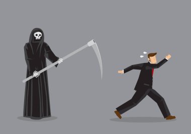 Ölüm Karikatür Vektör İllüstrasyon Kaçan