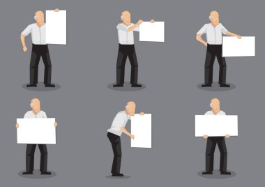 Old Man Holding Placard Vektör İllüstrasyon 