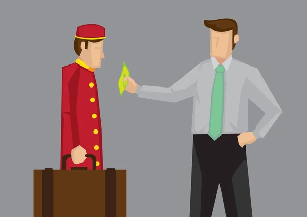 Dricks för service i Hospitality Industry Vector Cartoon illus — Stock vektor