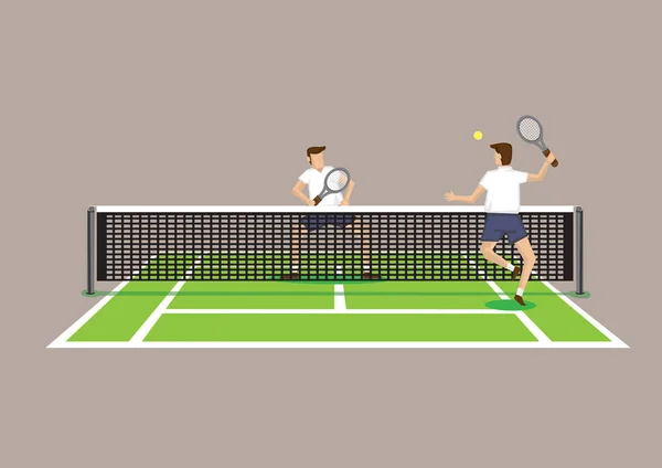 Игра в теннис с векторной иллюстрацией — стоковый вектор