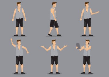 Vest Vektör Karakter İllüstrasyon Karikatür Adam