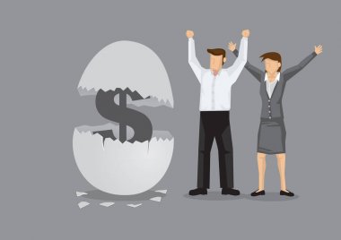 Nest Yumurta Yaratıcı Karikatür Vektör İllüstrasyon için Para