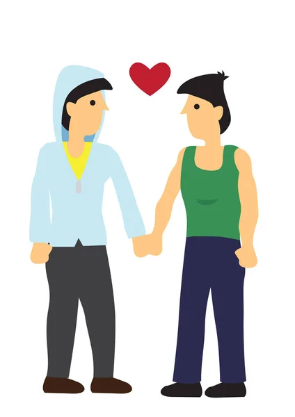 Homosexuelle Paare betrachten einander mit Liebe. Konzept der Liebe und — Stockvektor