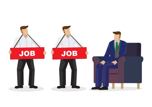 Empleador buscando y eligiendo personas que necesitan un trabajo para su borrador — Vector de stock