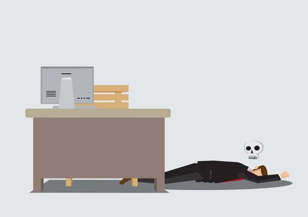 Ufficio lavoratore morto a lavoro cartone animato disegno vettoriale illustrazione — Vettoriale Stock