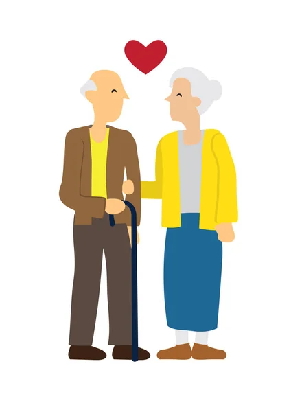 Casal idoso feliz mostrando afeto um pelo outro. Conceito —  Vetores de Stock
