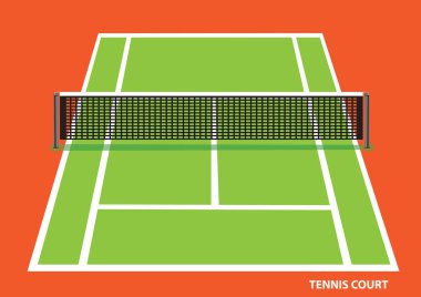 Tenis Kortu Top View Vektör İllüstrasyon
