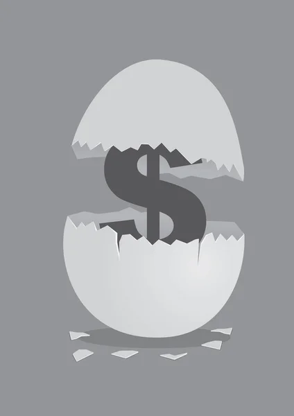 Dollaro segno dentro rotto uovo vettoriale illustrazione — Vettoriale Stock