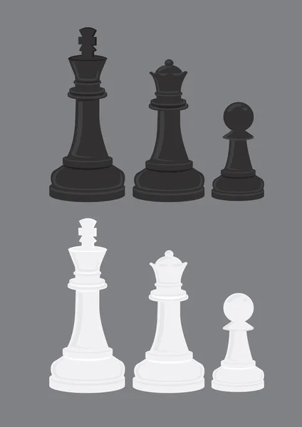白黒チェスピースベクトルイラスト — ストックベクタ