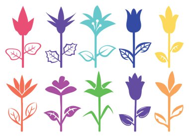 Çiçek SiluetTasarım Vektör İllüstrasyon