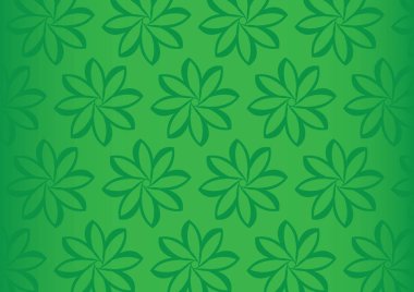 Minimalist Yeşil Çiçek Desen Arka Plan Vektör İllüstrasyon