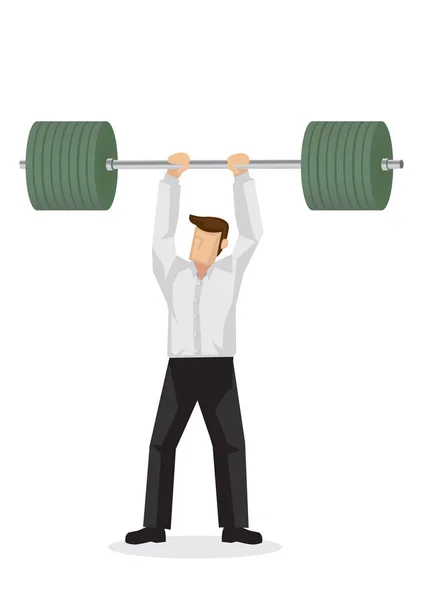 Concept illustration of a businessman lifting a heavy weight. Co — Stock Vector