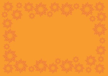 Orange Vector Background with Floral Pattern Border