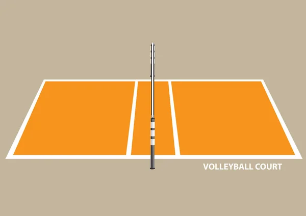 Volleyball Court with Net in Side View Vector Illustration