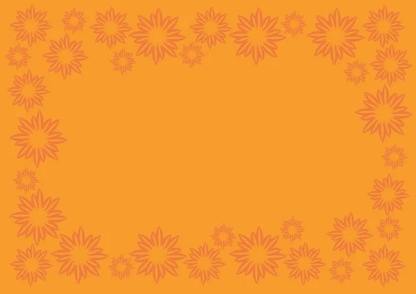 Fundo do vetor laranja com padrão floral Fronteira — Vetor de Stock